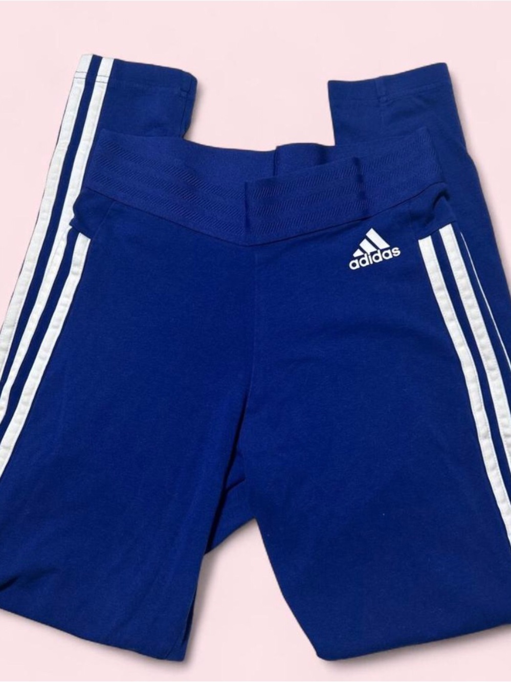 adidas Royal Blue Leggings with White Side Stripes